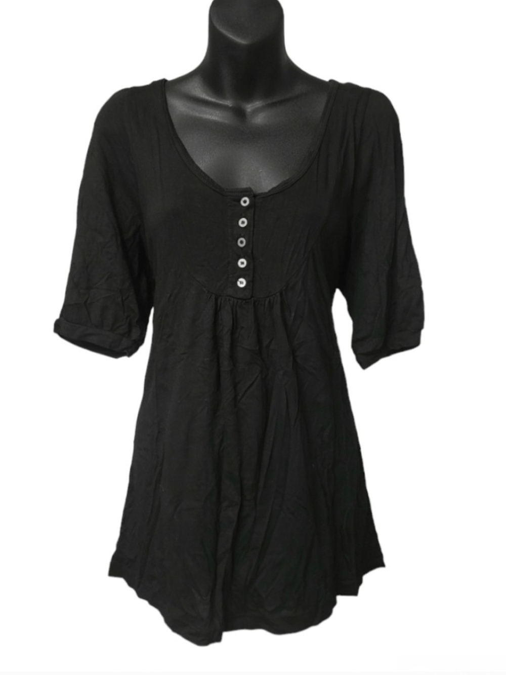 Hard Tail Forever 3/4 Sleeve Slouchy Henley Top Sz S